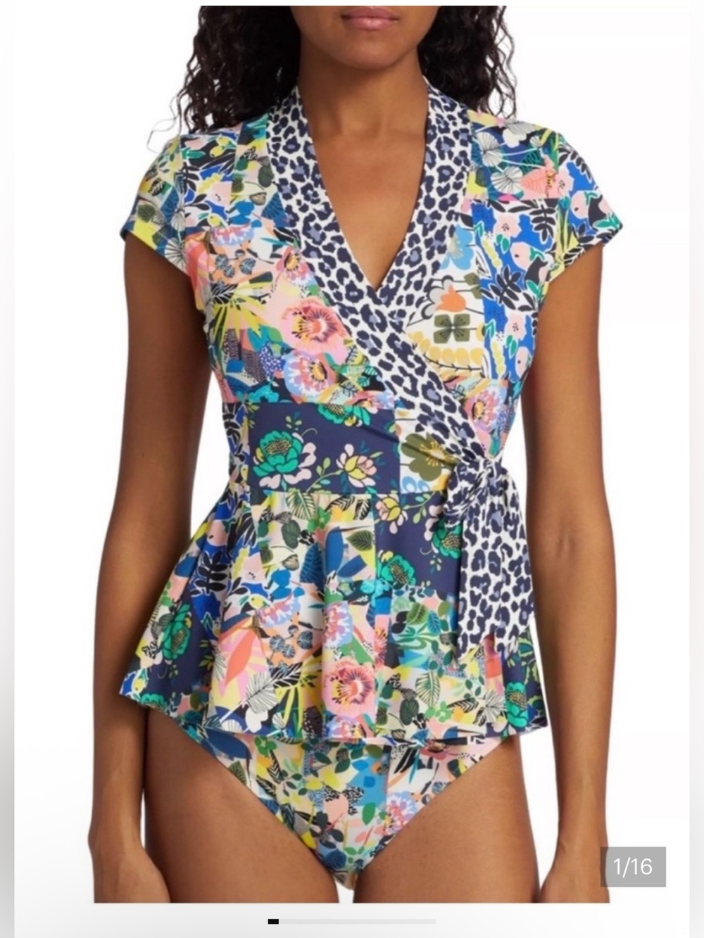 Johnny Was Layla Floral Wrap Tankini Top